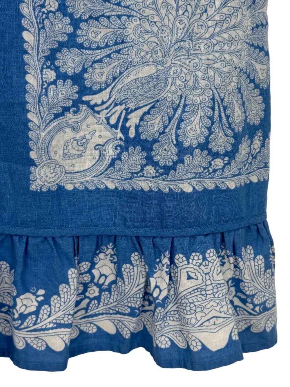 VTG Free People Crystallized Linen Crochet Lace Yoke Paisley Mini Shift Dress 10 - Picture 13 of 16